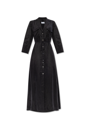 【送料&関税込】Alaia Black Viscose Dress Paneled maxi dress in black - Alaia | Mytheresa